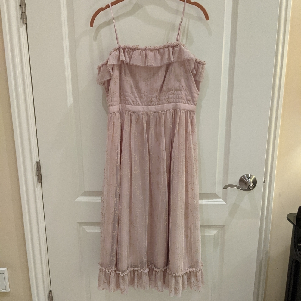 J. Crew blush pink eyelet lace midi dress
